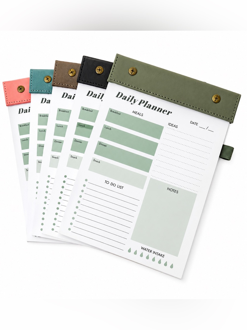 5 piece set Daily Planner Notepad with  Leather Top and backing